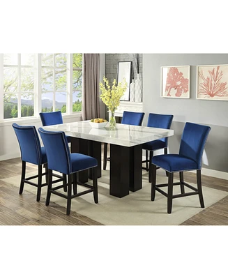 Closeout! Camila Counter Height 7-Pc. Dining Set (Rectangle 70" Marble Table & 6 Chairs)