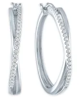 Diamond Crossover Hoop Earrings (1/4 ct. t.w.) in Sterling Silver