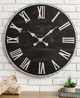 Glitzhome Oversized Farmhouse Wooden Galvanized Wall Clock