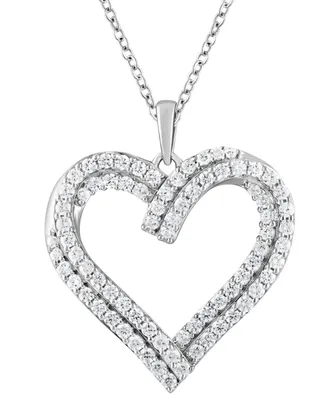 Diamond Heart 18" Pendant Necklace (1 ct. t.w.) in 10k White Gold