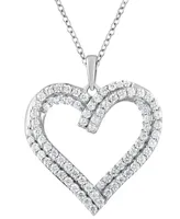 Diamond Heart 18" Pendant Necklace (1 ct. t.w.) in 10k White Gold