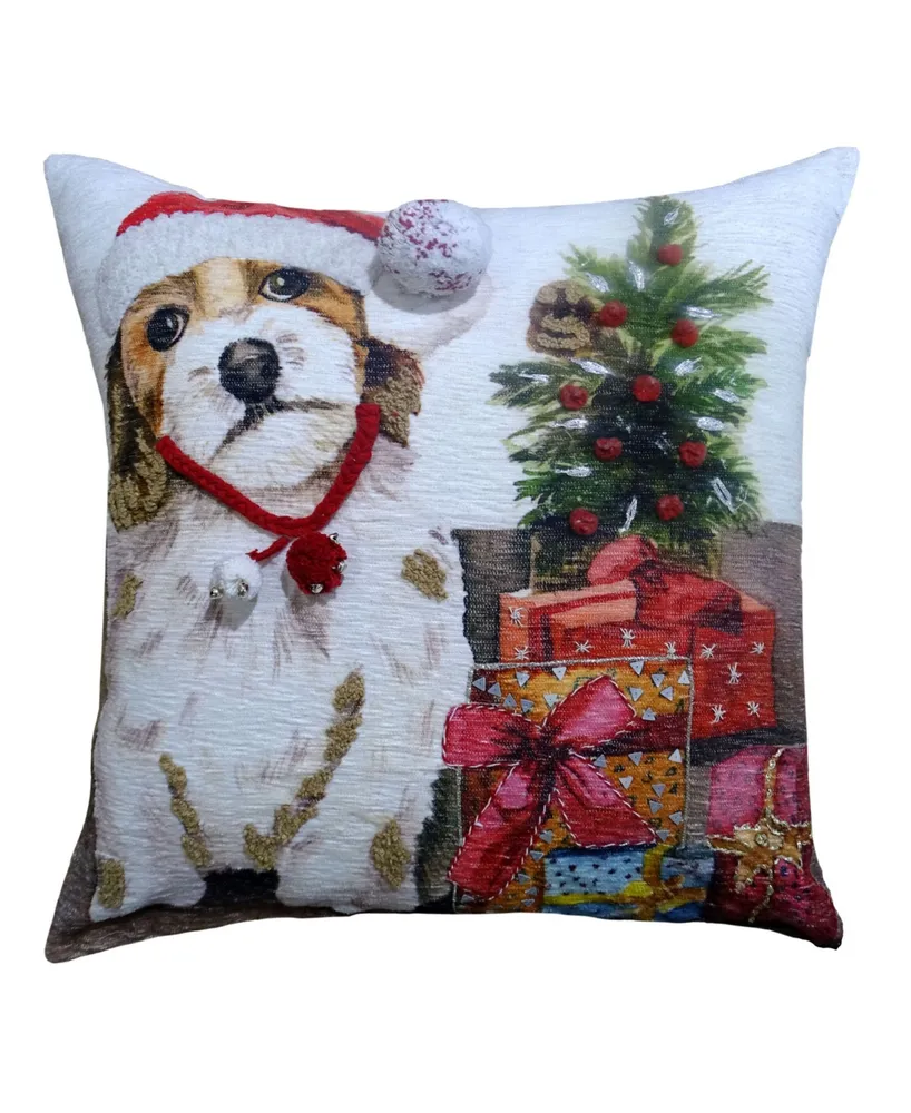 Chicos Home Holiday Dog Decorative Pillow,20" x 20"