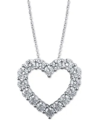 Diamond Heart 18" Pendant Necklace (3 ct. t.w.) in 14k White Gold