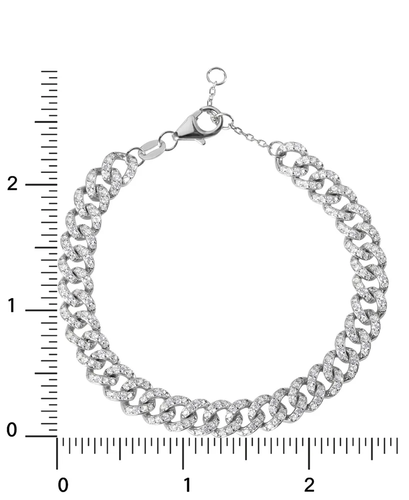 Curb Chain Pave Cubic Zirconia Bracelet in Sterling Silver