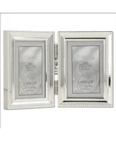 Metal Double Picture Frame with Inner Beading, 2.5" x 3.5" - Silver