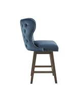 Madison Park Hancock 27"H High Wingback Button Tufted Swivel Counter Stool