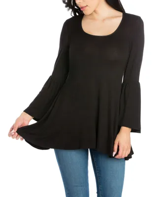 Women's Long Bell Sleeve Flared Tunic Top
