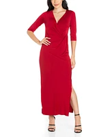 Women's Fitted V-Neck Side Slit Maxi Dress