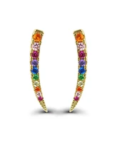 Multi Color Cubic Zirconia Graduated Ear Climbers Sterling Silver (Also 14k Gold Over Silver)