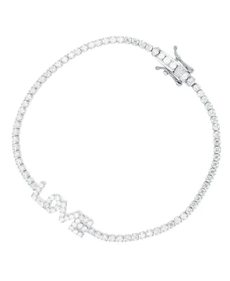 Cubic Zirconia Round Cut Love Tennis Bracelet Sterling Silver (Also 14k Gold Over Silver)