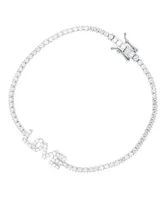 Cubic Zirconia Round Cut Love Tennis Bracelet in Sterling Silver (Also in 14k Gold Over Silver)