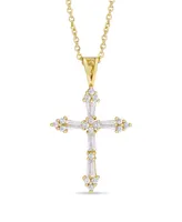 Cubic Zirconia Cross Pendant 18" Necklace Silver Plate or Gold