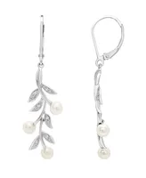 Cultured Freshwater Pearl (4mm) and Diamond (1/20 ct. t.w.) Earrings in Sterling Silver