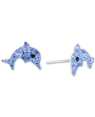 Giani Bernini Crystal Pave Dolphin Stud Earrings in Sterling Silver, Created for Macy's