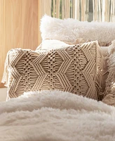 Lush Decor Studio Chevron Macrame Decorative Single Pillow Cover, 13" x 20"+ 3"