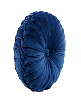 Lush Decor Round Pleated Soft Velvet Decorative Pillow, 15"