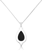 Faceted Onyx Teardrop Pendant and a Curb Chain