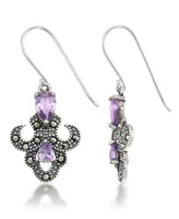 Amethyst Fleur De Lis Dangle Earrings