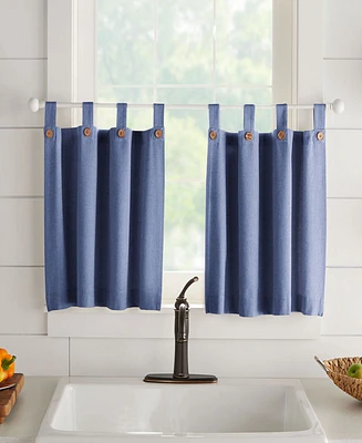 Elrene Home Fashions Tucker Solid Button Window Tier Set