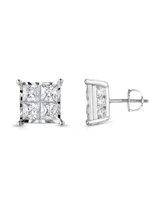 TruMiracle Diamond Princess Cluster Stud Earrings (2 ct. t.w.) in 14K White Gold