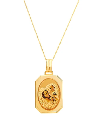 Polished Solid Saint Christopher Medallion on 18" Chain 14K Yellow Gold