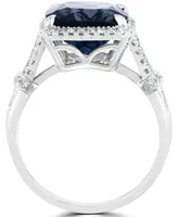 Effy London Blue Topaz (5-1/3 ct. t.w.) & Diamond (1/4 ct. t.w.) Statement Ring in 14k White Gold