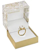 Charter Club Gold-Plate Emerald-Crystal Triple Stone Ring, Created for Macy's