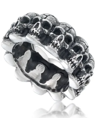 Andrew Charles by Andy Hilfiger Men's Multi Skull Ring Oxidized Stainless Steel