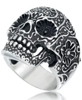 Andrew Charles by Andy Hilfiger Men's Ornamental Skull Ring Oxidized Stainless Steel