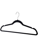 50-pack Velvet Hanger Ultra-Thin - 360 Degree Swivel Hook Black Hangers with Clips - Non-slip Hangers for Skirts and Pants Hangers