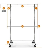 Clothes Rack Heavy Duty Commercial Grade Chrome Clothes Rail for Clothing, Garment Rack Adjustable Clothing Rack, Clothing Rail 200 Lbs Capacity