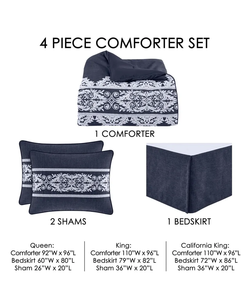 Five Queens Court Shelburne 4-Pc. Comforter Set, King