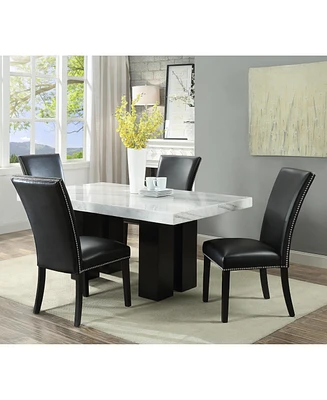 Camila 5-Pc. Dining Set (Rectangle 70" Marble Table & 4 Chairs)