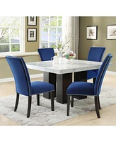 Camila 5-Pc. Dining Set (Square 54" Marble Table & 4 Chairs)