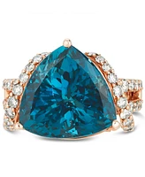 Le Vian Deep Sea Blue Topaz (9 ct. t.w.) & Nude Diamonds (1-3/4 Ring 14k Rose Gold