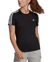 adidas Women's Essentials Cotton 3 Stripe T-Shirt