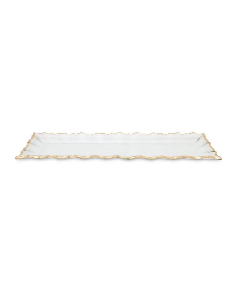 Classic Touch Glass Oblong Tray with Edge - Clear, Gold