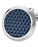 Montblanc Unisex Meisterstuck Classic Stainless Steel with Blue Lacquer Inlay Cuff Links 112904