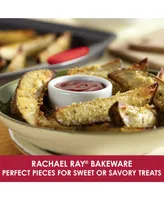 Rachael Ray Nonstick Bakeware Cookie Pan Set, 5-Pc., Gray with Red Silicone Grips