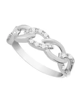 Diamond Link Band Ring (1/10 ct. t.w.) Sterling Silver