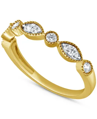Diamond Beaded-Edge Band (1/4 ct. t.w.) in 14K White, Yellow or Rose Gold