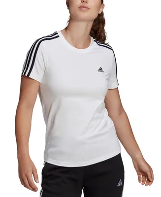 adidas Women's Essentials Cotton 3 Stripe T-Shirt