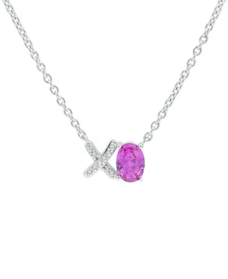 Created Pink Sapphire (7/8 ct. t.w) and Created White Sapphire 'Xo' Love Necklace in Sterling Silver