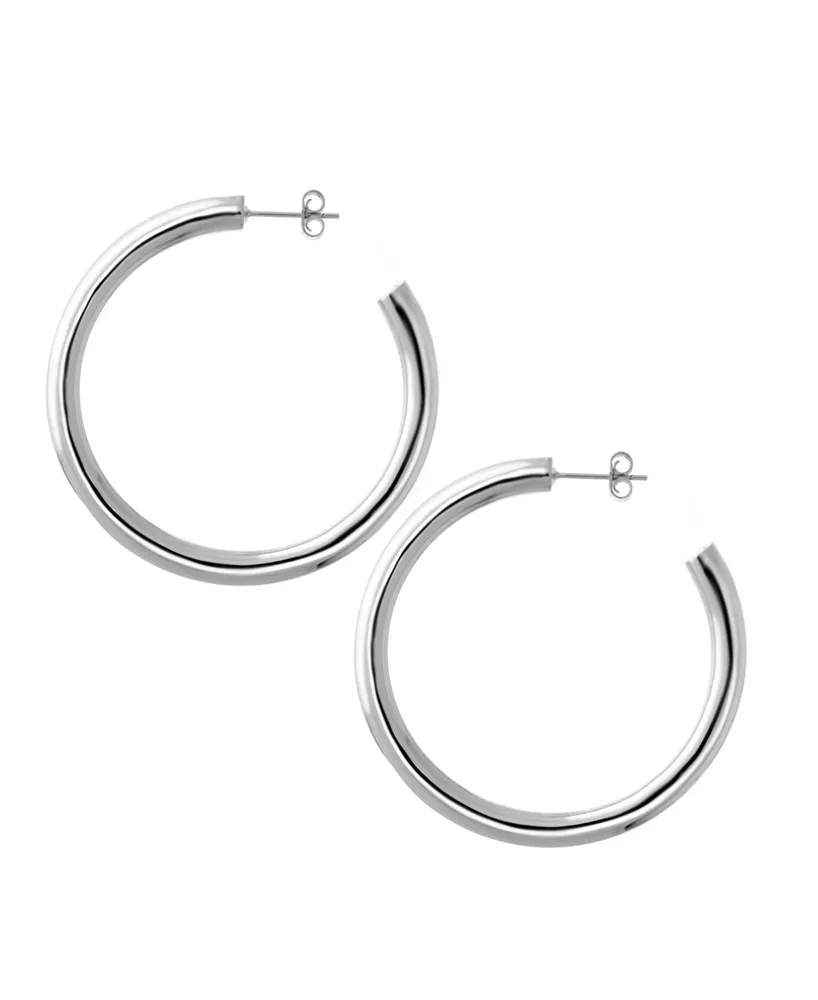 And Now This Medium Tube C Hoop Earring 18K Gold Plate or Silver