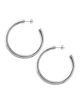 And Now This Medium Tube C Hoop Earring 18K Gold Plate or Silver