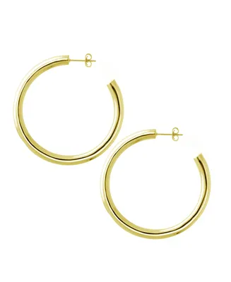 And Now This Medium Tube C Hoop Earring 18K Gold Plate or Silver