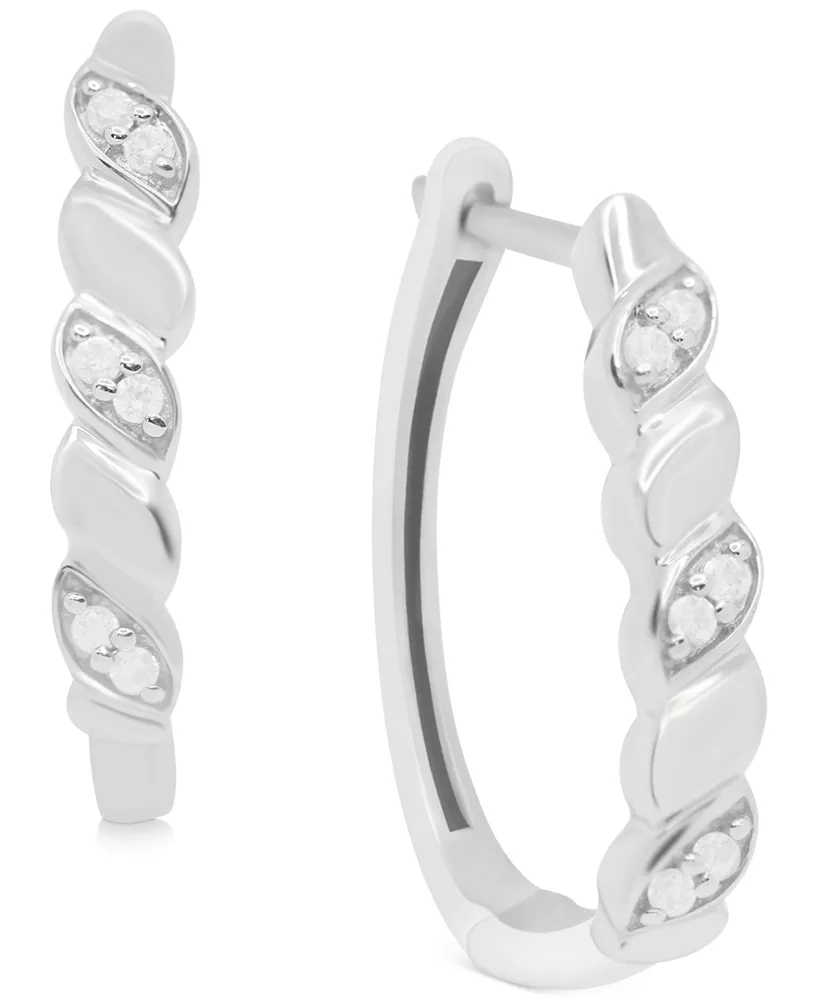 Diamond Swirl Hoop Earrings (1/10 ct. t.w.) in Sterling Silver