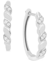 Diamond Swirl Hoop Earrings (1/10 ct. t.w.) in Sterling Silver