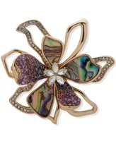 Anne Klein Gold-Tone Crystal & Stone Flower Pin