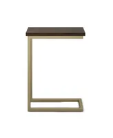 Skyler Solid Mango Wood C Side Table - Dark Brown and Gold